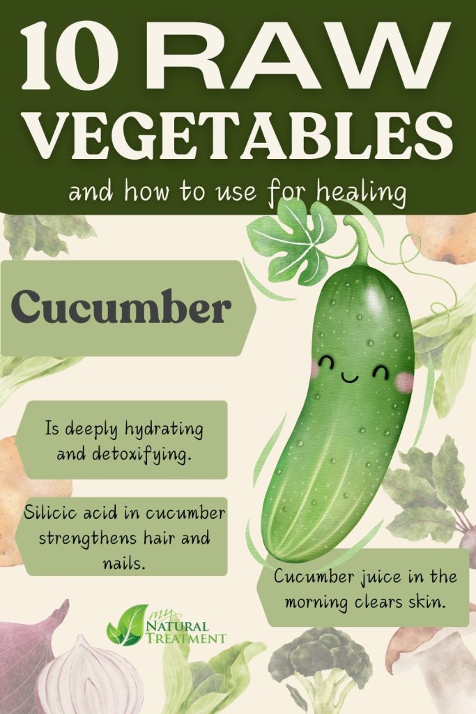 10 Raw Vegetables with Incredible Health Benefits and How to Eat Them 7 Cucumber - Raw Vegetables with Incredible Health Benefits and How to Eat Them - MyNaturalTreatment.com