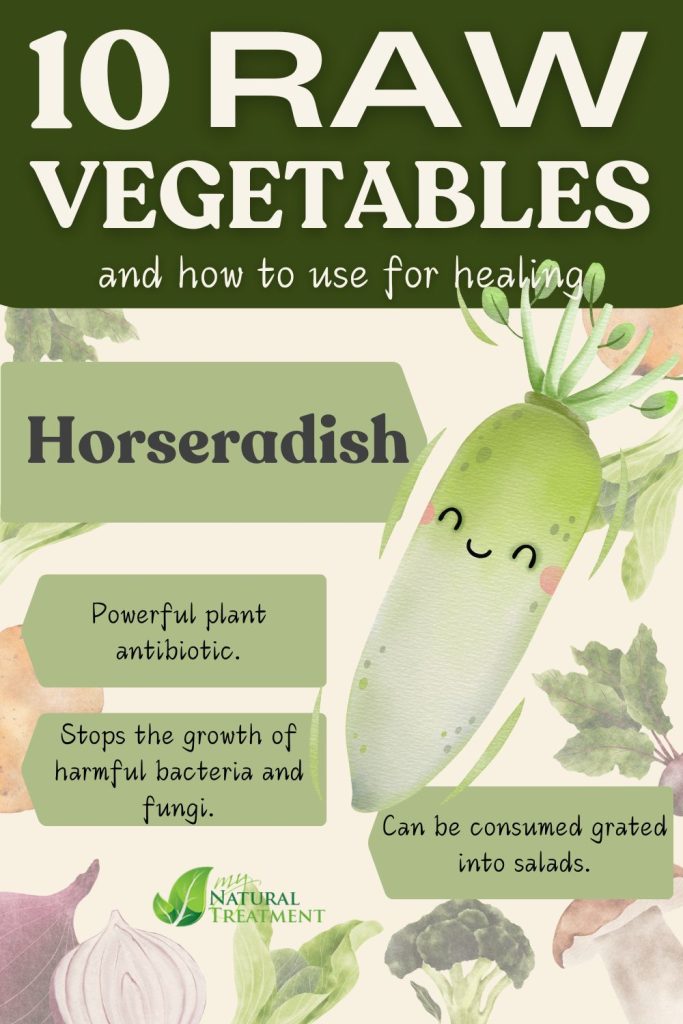 10 Raw Vegetables with Incredible Health Benefits and How to Eat Them 10 Horseradish - Raw Vegetables with Incredible Health Benefits and How to Eat Them - MyNaturalTreatment.com